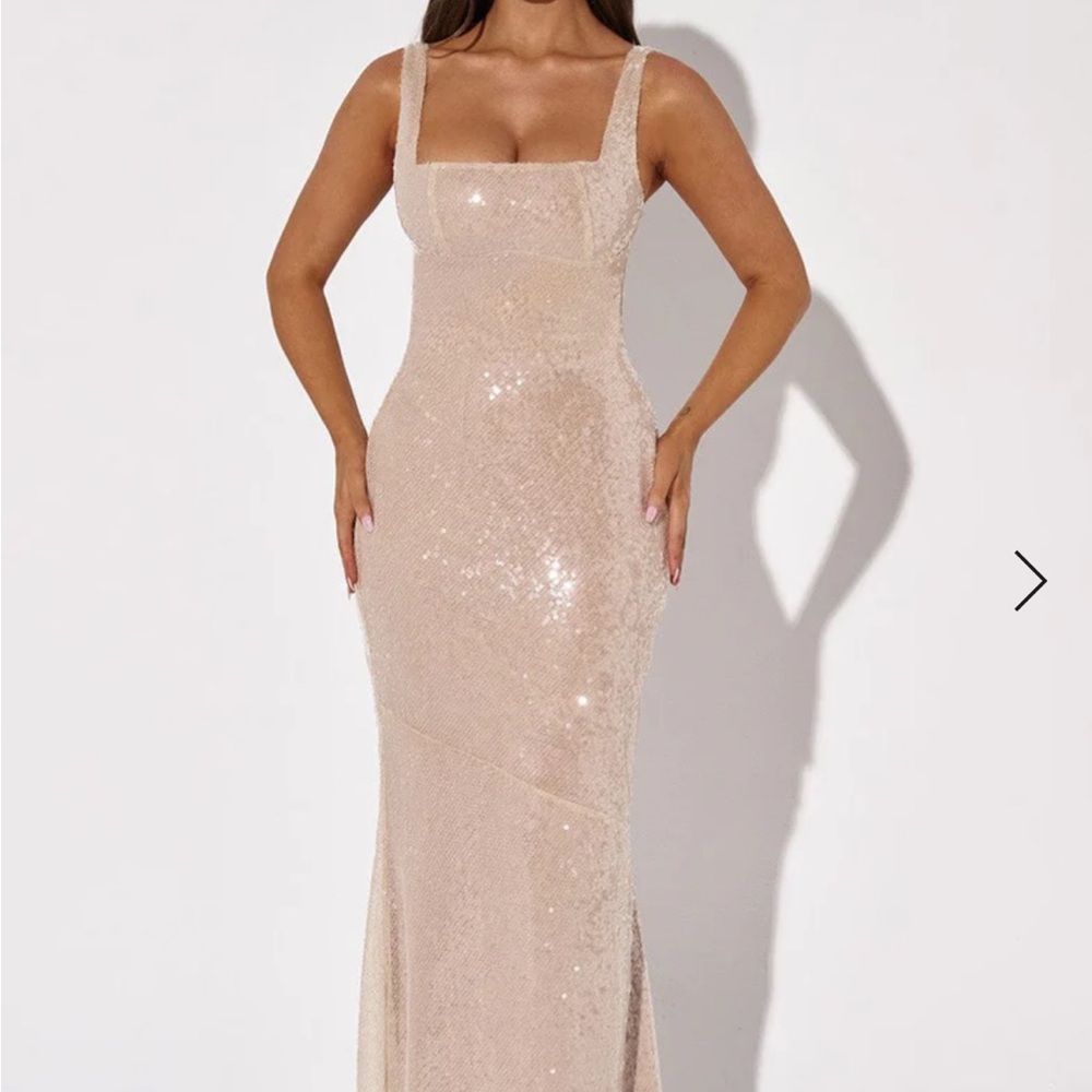 Sparkling Beige Sequin Prom Dress